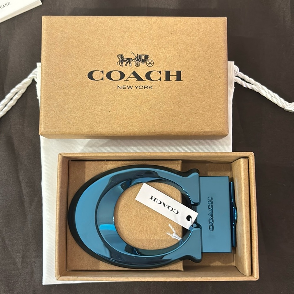 Coach Metallic Blue Belt Buckle - Picture 2 of 4
